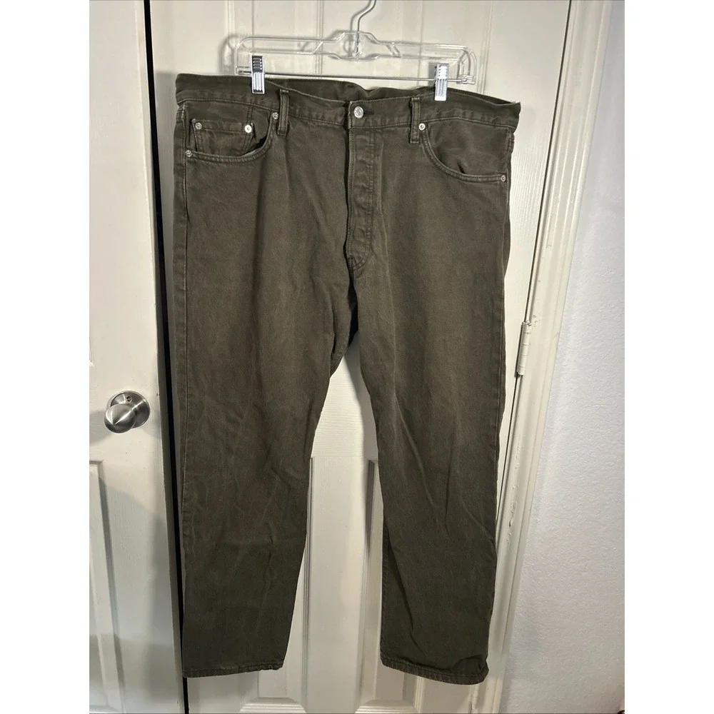 Vintage Levis 501 Jeans Mens 40x30 Green Denim Button Fly Made in USA